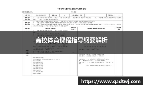 高校体育课程指导纲要解析